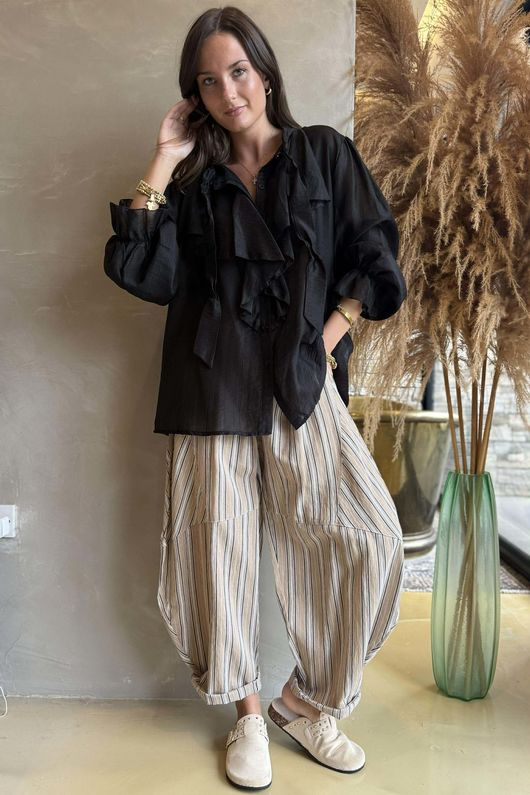 Regency Ruffle Blouse Black